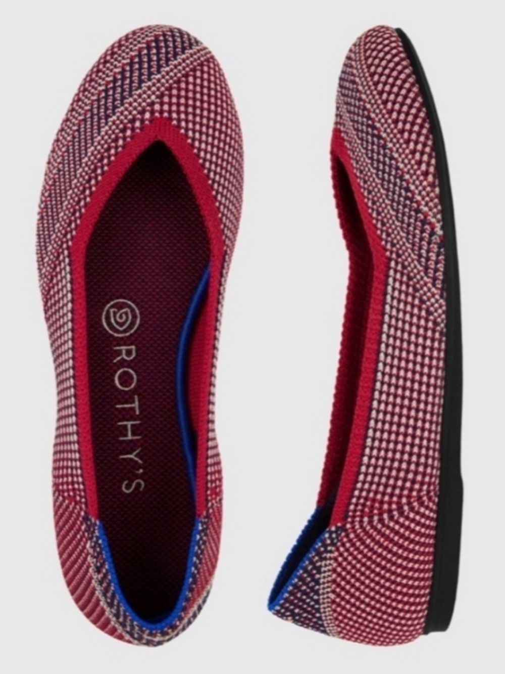 Rothy's The Flat Red Mirror Stripe Size 8 Retired HTF Ballet Flat Rothys unicorn